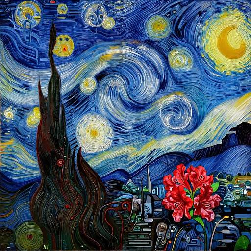 Vibrant digital art of Vincent van Gogh's 