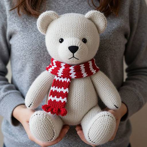 Knitted Teddy Bear with Fair Isle Scarf