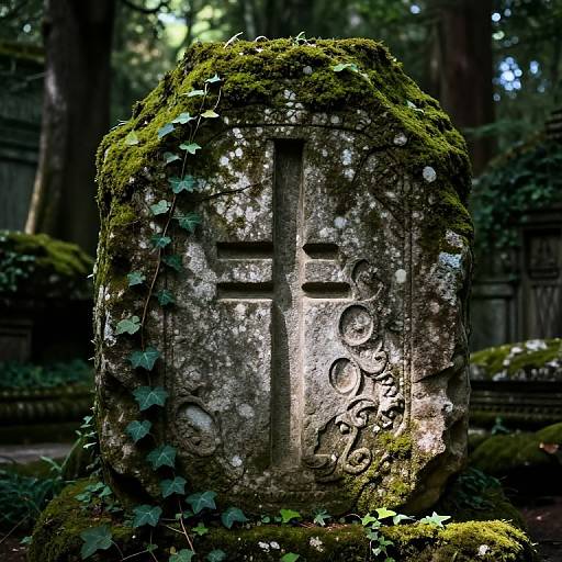 Ancient Alef Carved in Forest Temple