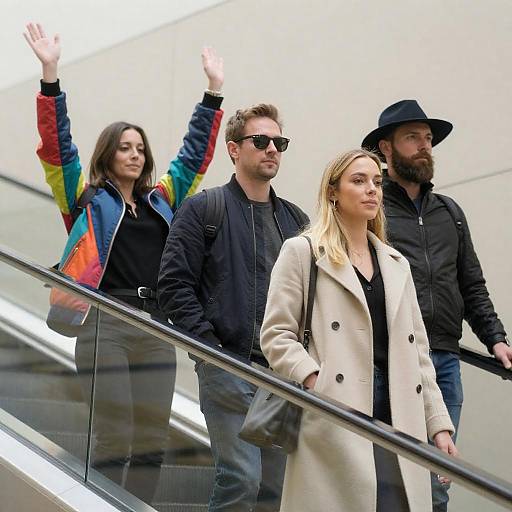 Vibrant Airport Escalator Scene
