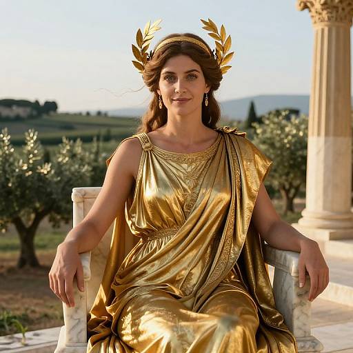 Greek Goddess on Marble Throne