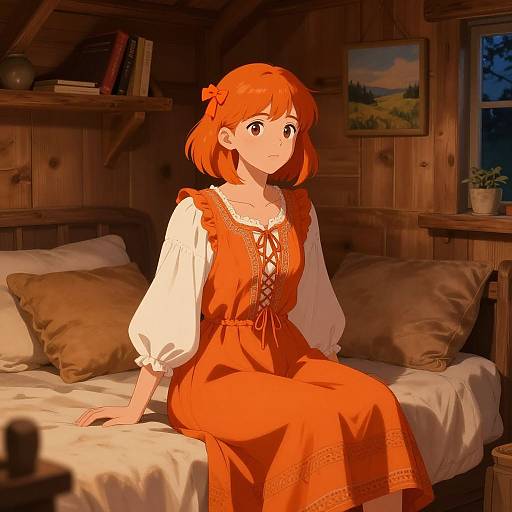 Cozy Bohemian Girl in Rustic Cabin