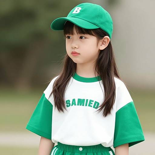 Young Girl in Green Outfit