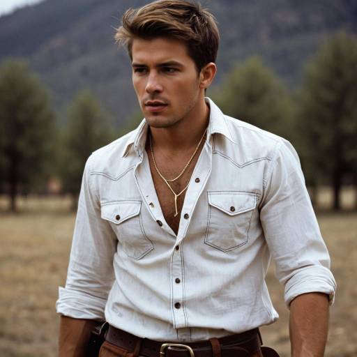 Young Man in Open White Shirt Outdoors