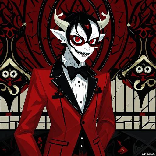 Illustration of Alastor (hazbin hotel), hazbin hotel in the style of Naegi (naegidokoro)