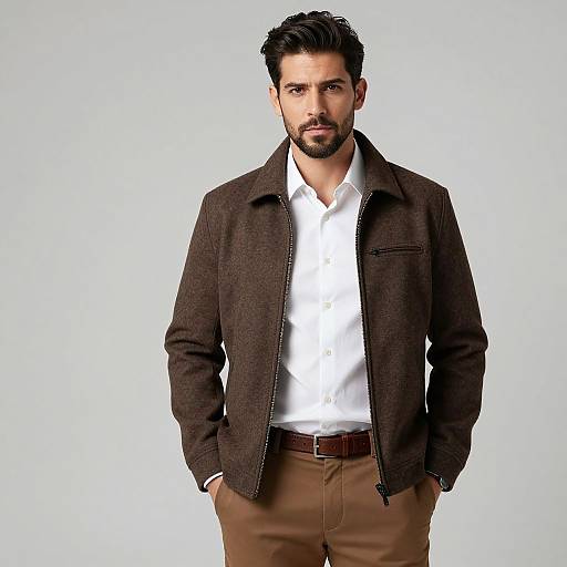 Handsome Man in Brown Woolen Jacket