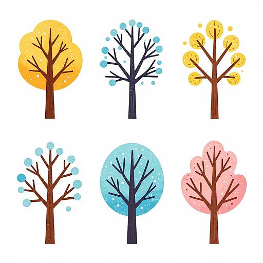 Colorful Flat Cold Winter Trees