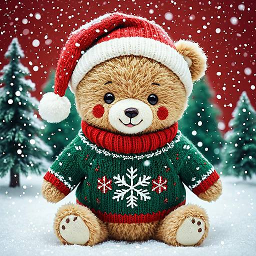 Kawaii Holiday Bear Cub in Sweater