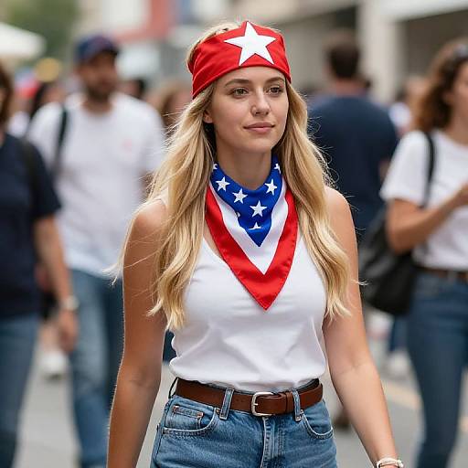 Patriotic Woman with Star Headpiece