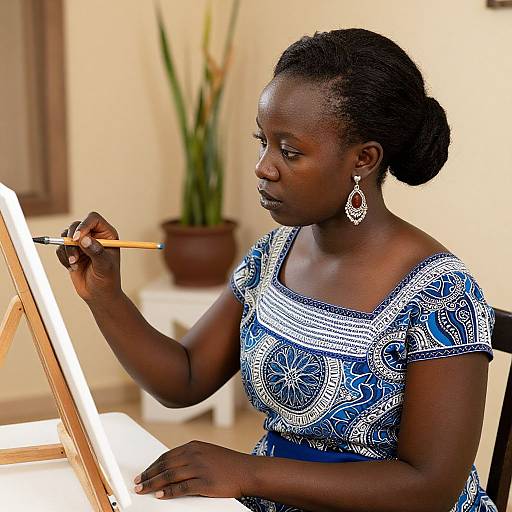 African Woman Creating Art
