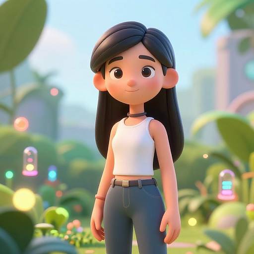 AI Tween Girl in Futuristic Garden