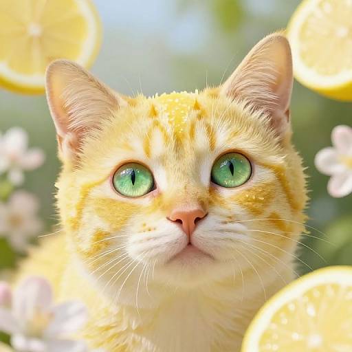 Lemoncat Close-Up with Citrus Charm