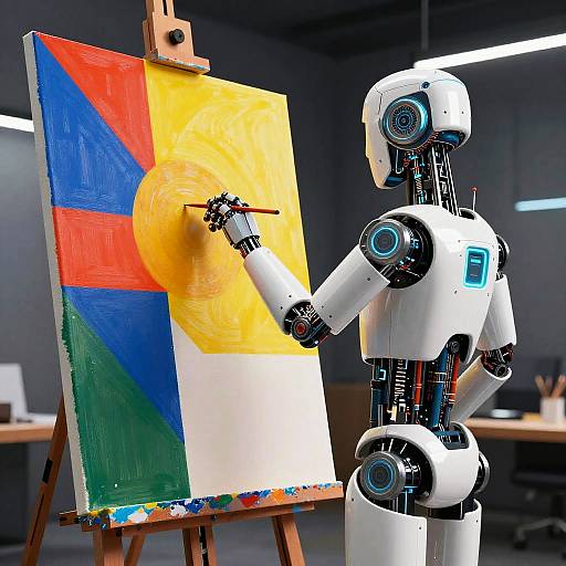 Futuristic AI Robot Painting