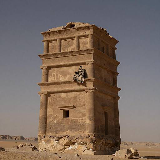 Dramatic Wyvern Rider in Desert Ruins