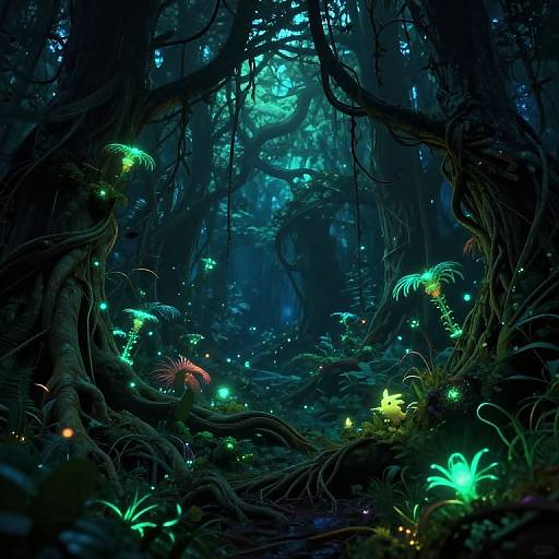 Enchanted Bioluminescent Mystical Forest