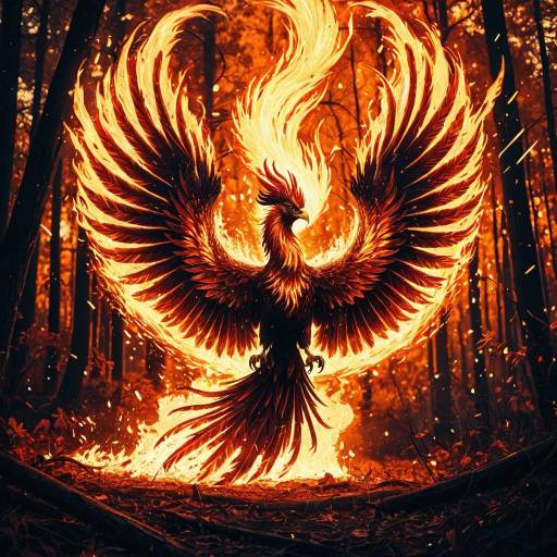 Blazing Phoenix in Enchanted Forest