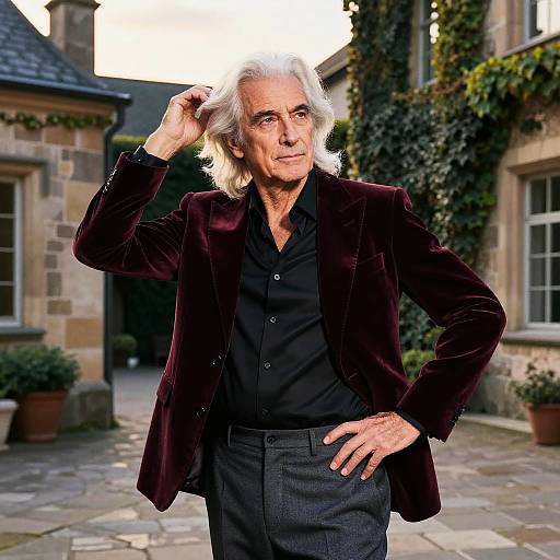 Elegant Elderly Man in Velvet Blazer