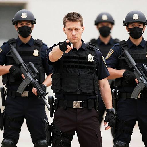 Tactical Police Officers in Action Scene