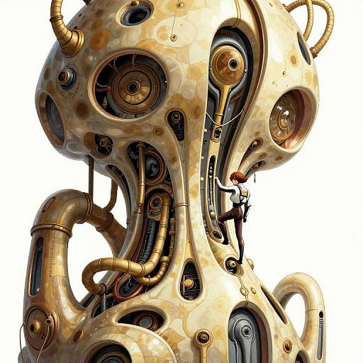 Escher-Inspired Organic Mechanical Tower