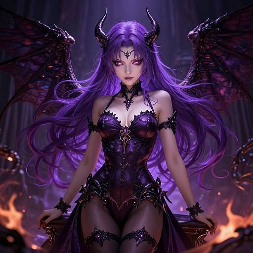 Anime Succubus with Gothic Wings