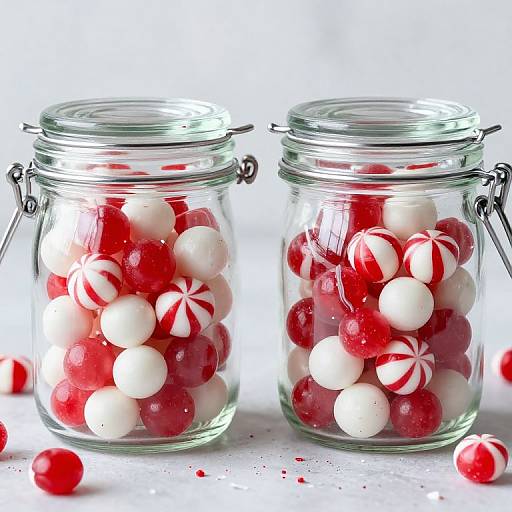 Festive Peppermint Candy Jars Display