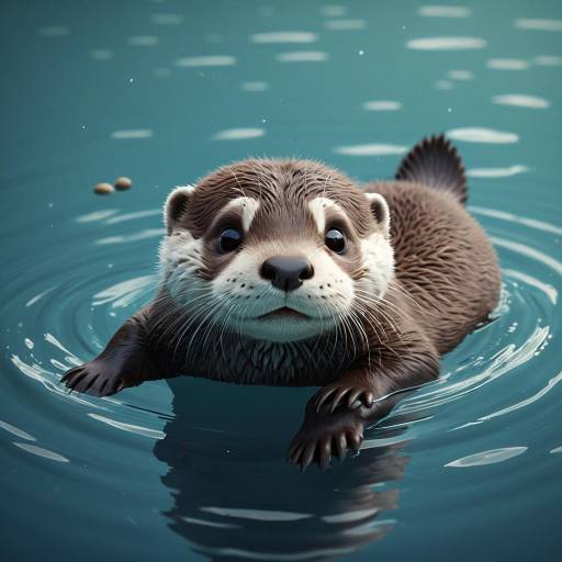 Cute Baby Otter Floating in Water Cute Baby Otter Floating in Water