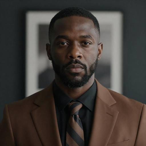 Serious Black Man in Brown Suit