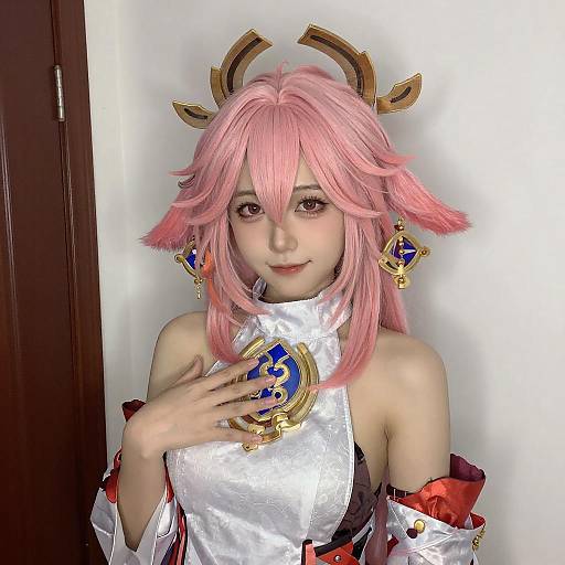 Asian Woman in Pink-Haired Cosplay