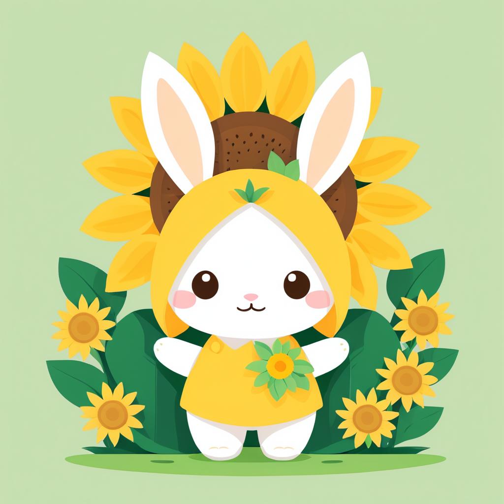 Adorable Chibi Bunny with Sunflower