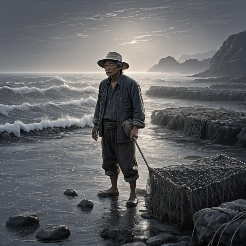 Melancholic Fisherman at Dawn