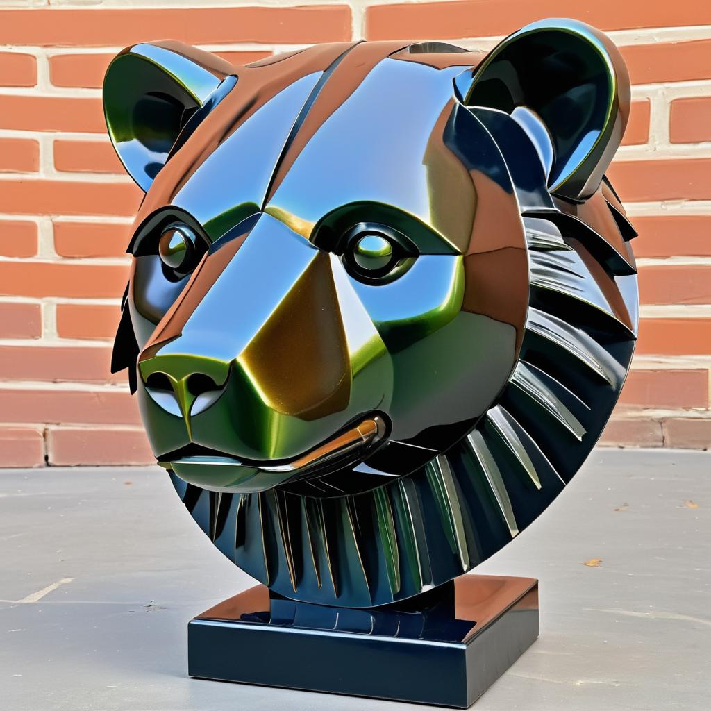 Stylized Art Deco Bear Head Sculpture