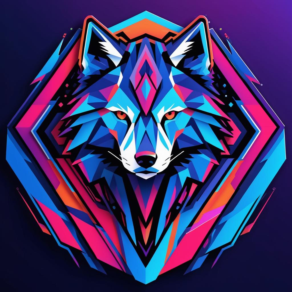 Futuristic Geometric Wolf Sticker Design