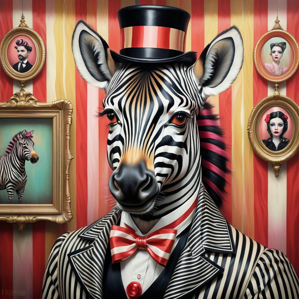 Vintage Circus Zebra in Hyper-Realism