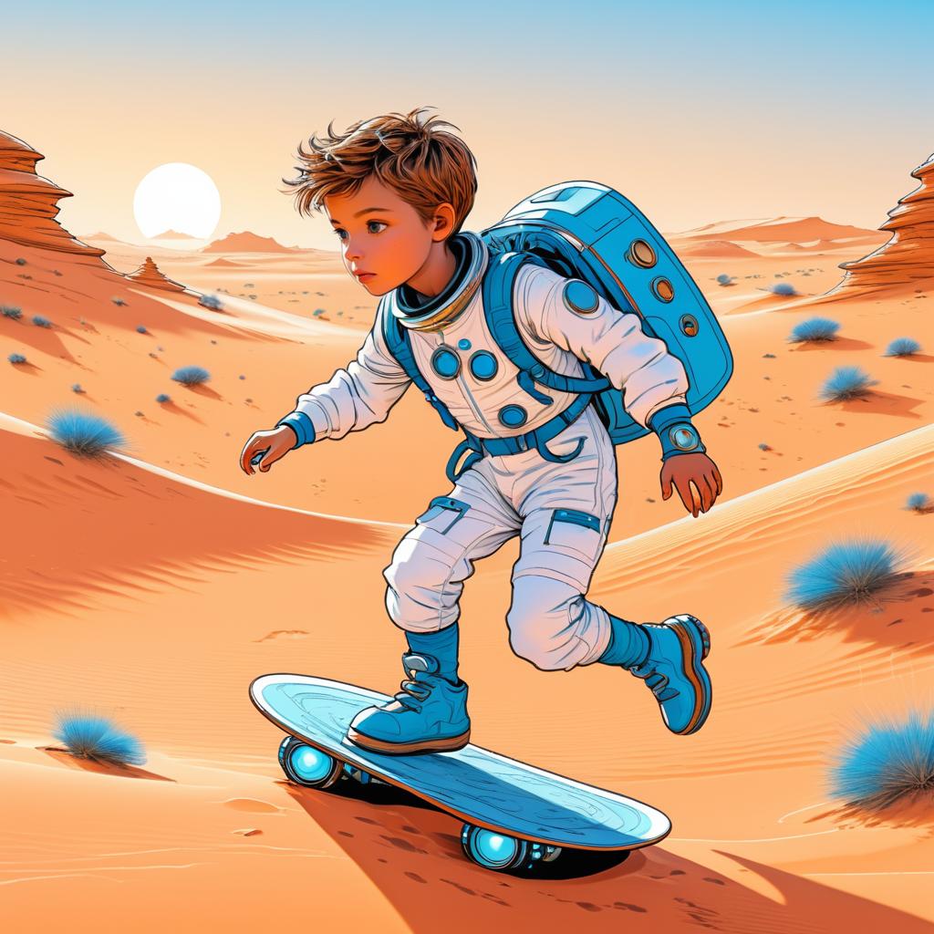 A Boy's Adventure on Mars with Hoverboards