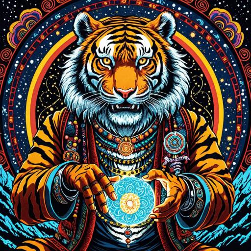Anime Tiger Mystic Holding Glowing Orb