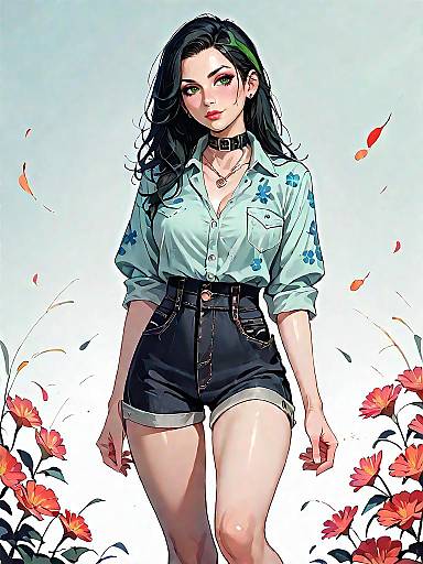 Stylish Woman in Casual Denim Outfit