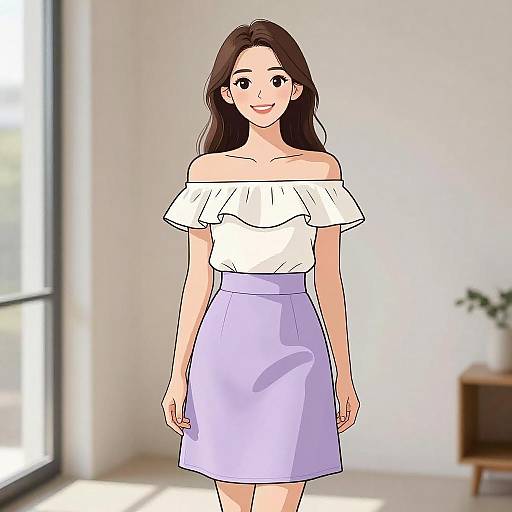 Smiling Woman in Casual Elegant Outfit