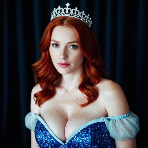 Red-haired Woman in Blue Dress and Tiara
