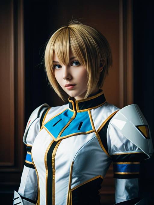Woman in Aigis Cosplay Costume
