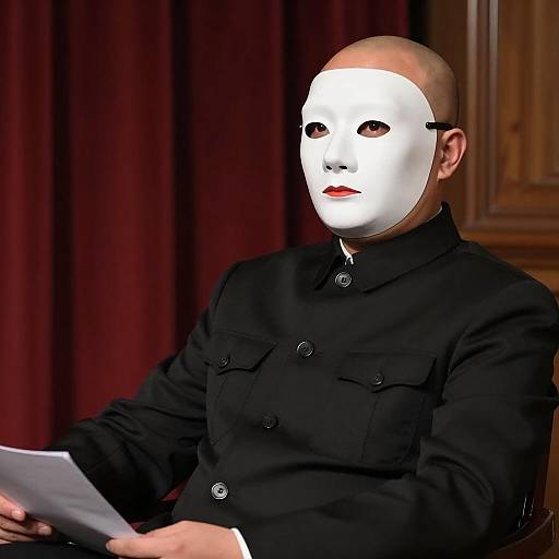 Mysterious Man with Mask and Chair