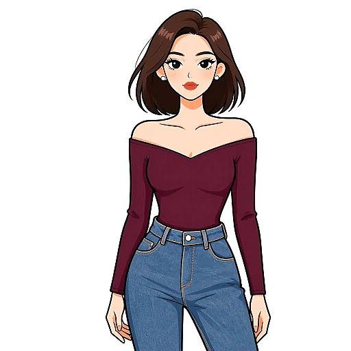 Casual Chic Woman in Burgundy Bodysuit