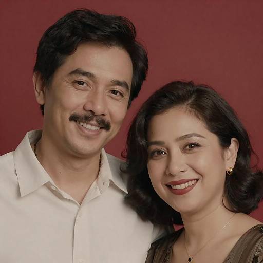 Couple Portrait with Bold Red Background