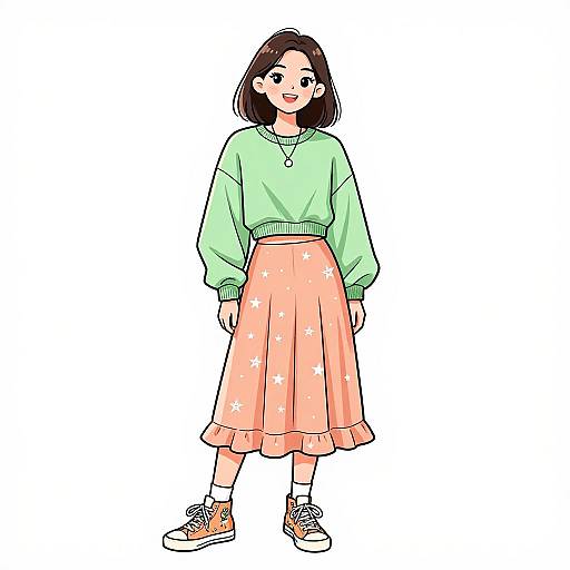 Smiling Woman in Casual Chic Outfit