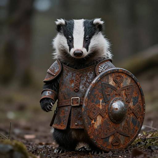 Cinematic Viking Badger in Braided Armor