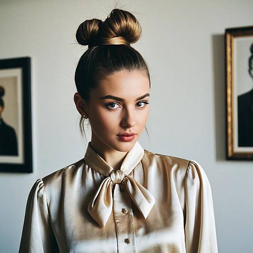 Chic Top Knot in Elegant Art Gallery