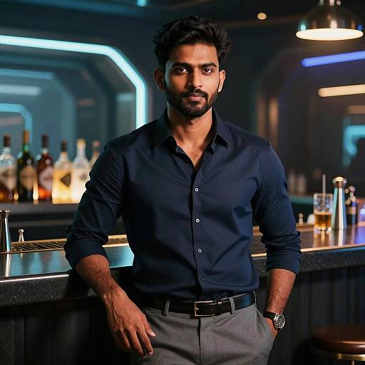 Cyberpunk Indian Bartender, 4K Photo