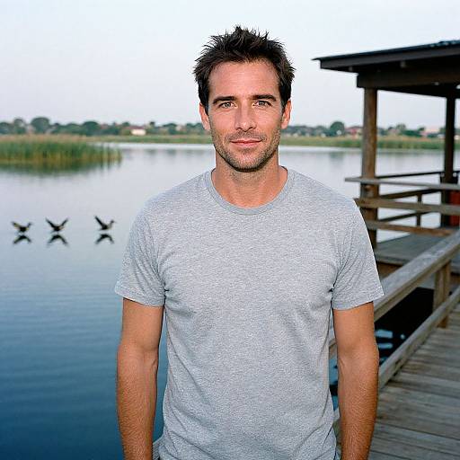 Man in Organic Cotton by Lake