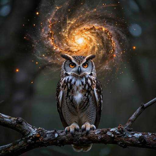 Owl with Golden Nebula Glow