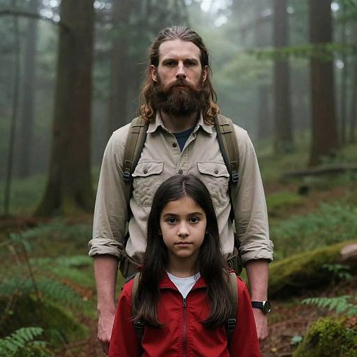 Serious Duo in a Foggy Forest