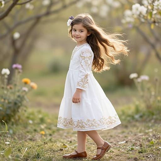 Serene Young Girl in Sunlit Garden
